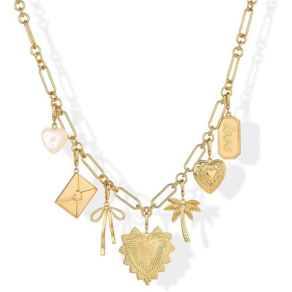 14K Gold Plated Chunky Charm Necklace Pack for Women | Statement Paperclip